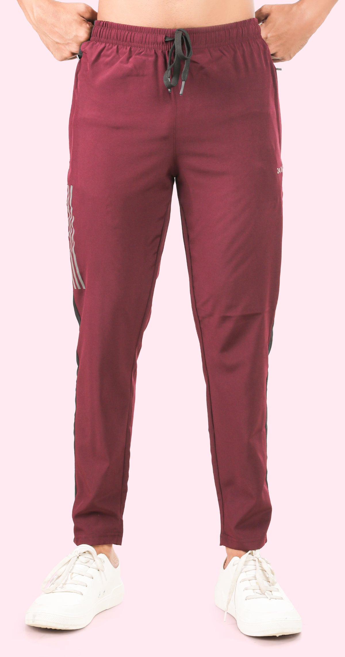 Men's Maroon Active Stride Sports Pants Soild sweat Control