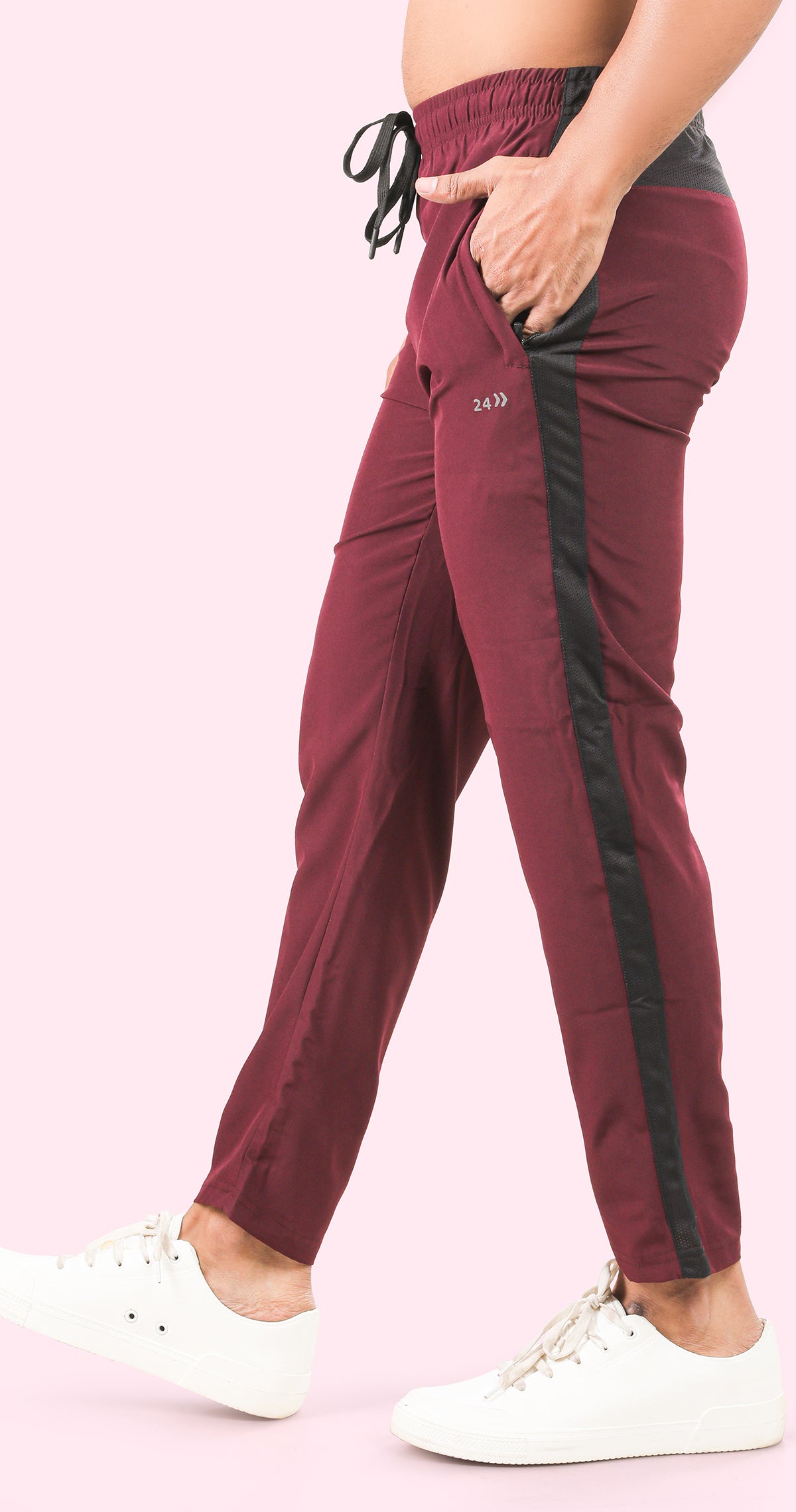 Men's Maroon Active Stride Sports Pants Soild sweat Control