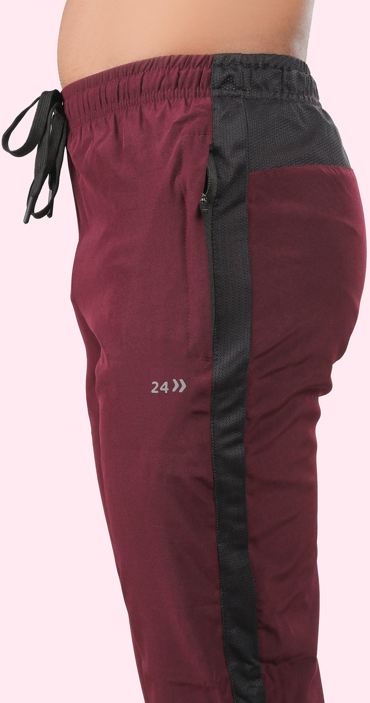 Men's Maroon Active Stride Sports Pants Soild sweat Control