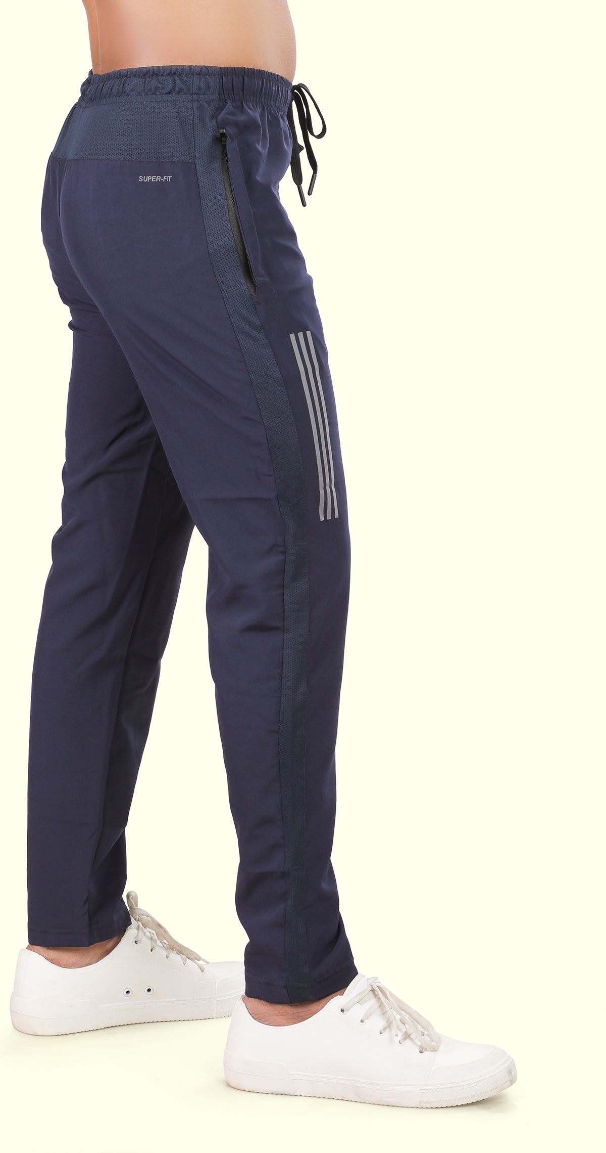 Men's Blue Active Stride Sports Pants Soild sweat Control