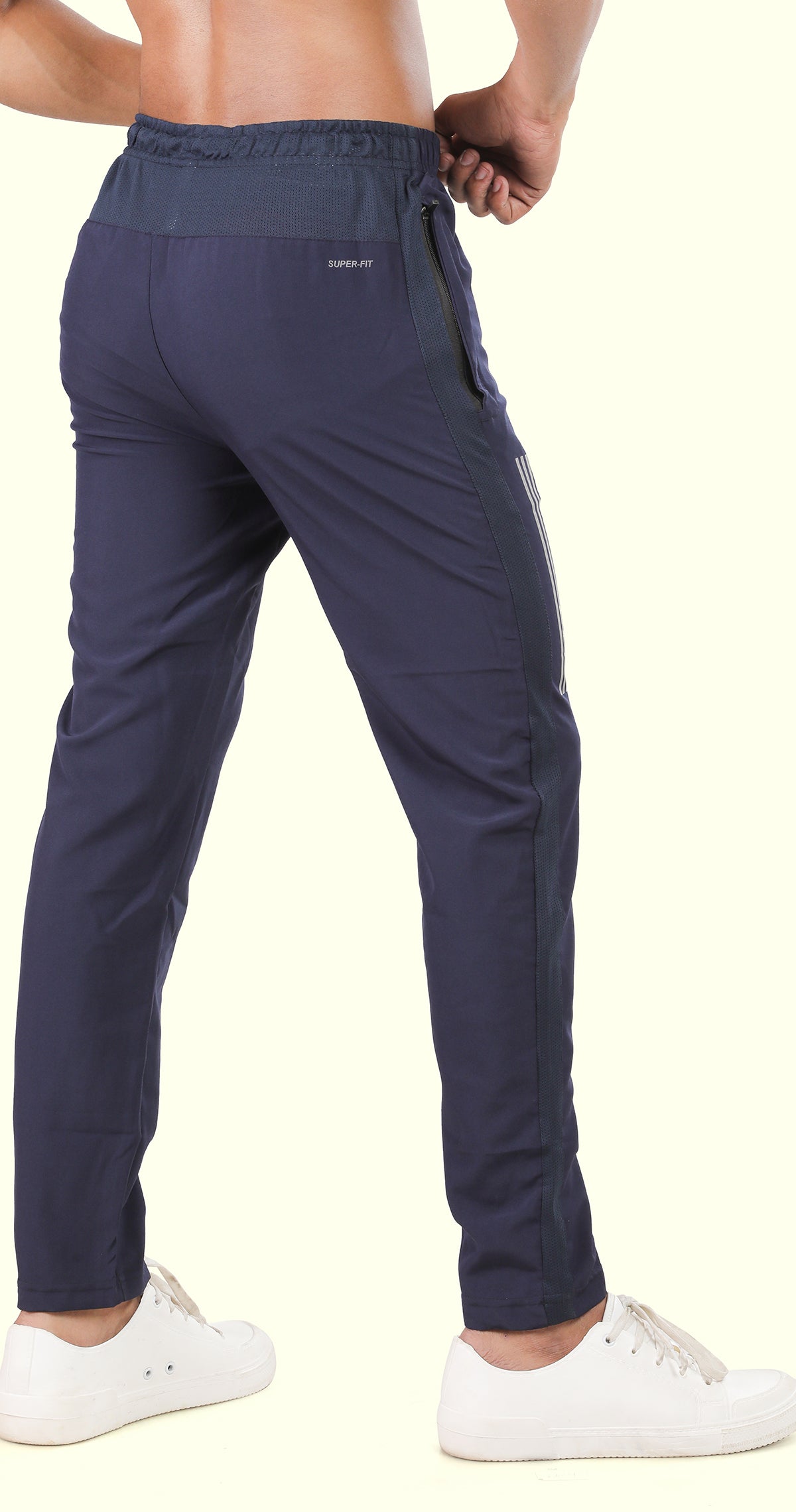 Men's Blue Active Stride Sports Pants Soild sweat Control