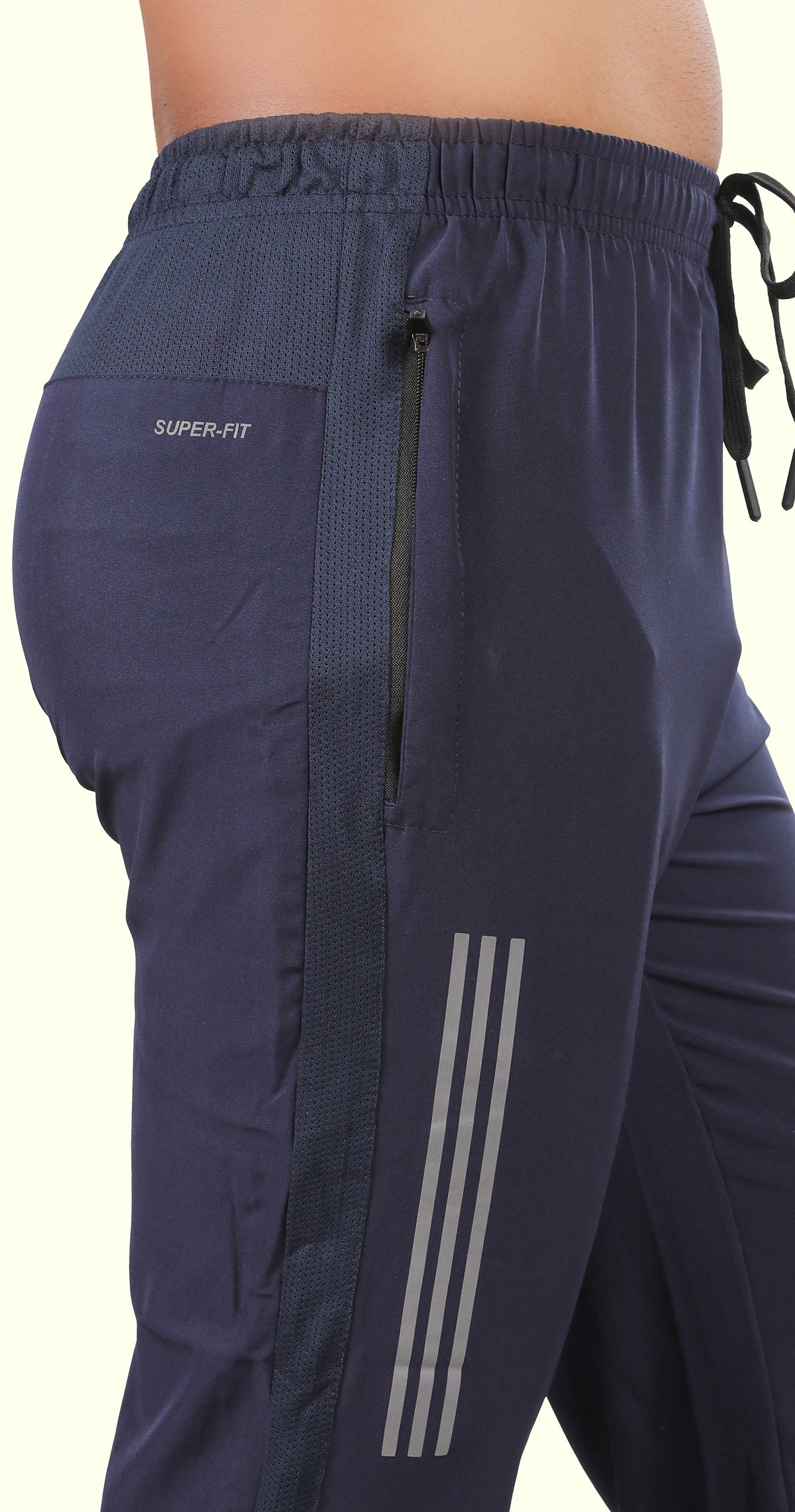 Men's Blue Active Stride Sports Pants Soild sweat Control