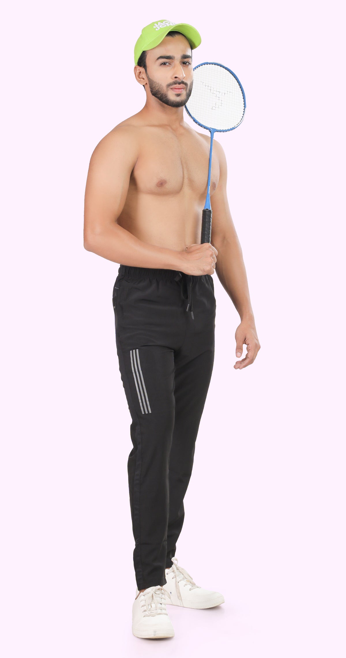 Men's Black Active Stride Sports Pants Soild sweat Control
