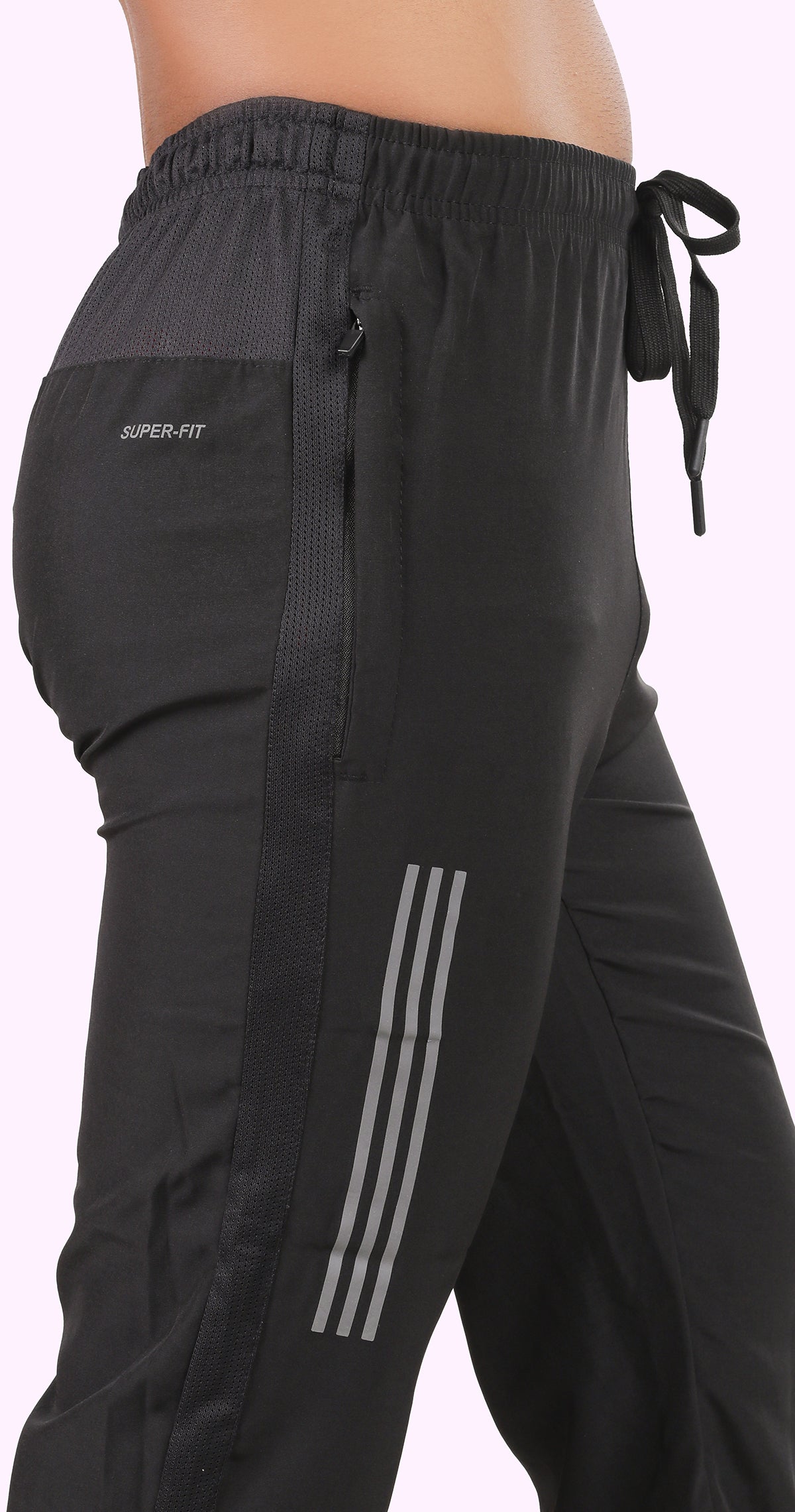 Men's Black Active Stride Sports Pants Soild sweat Control