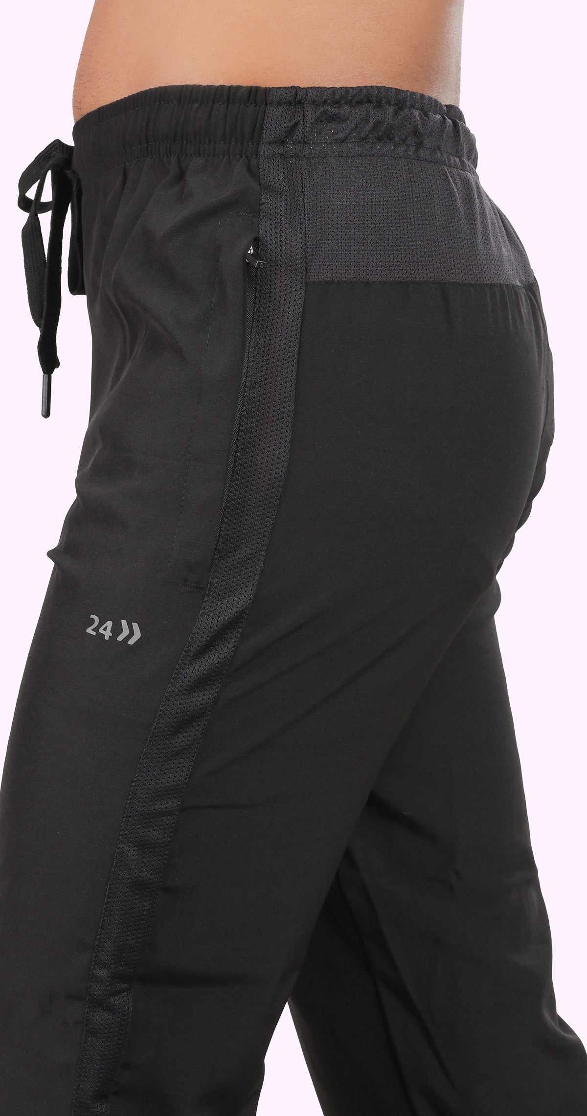 Men's Black Active Stride Sports Pants Soild sweat Control