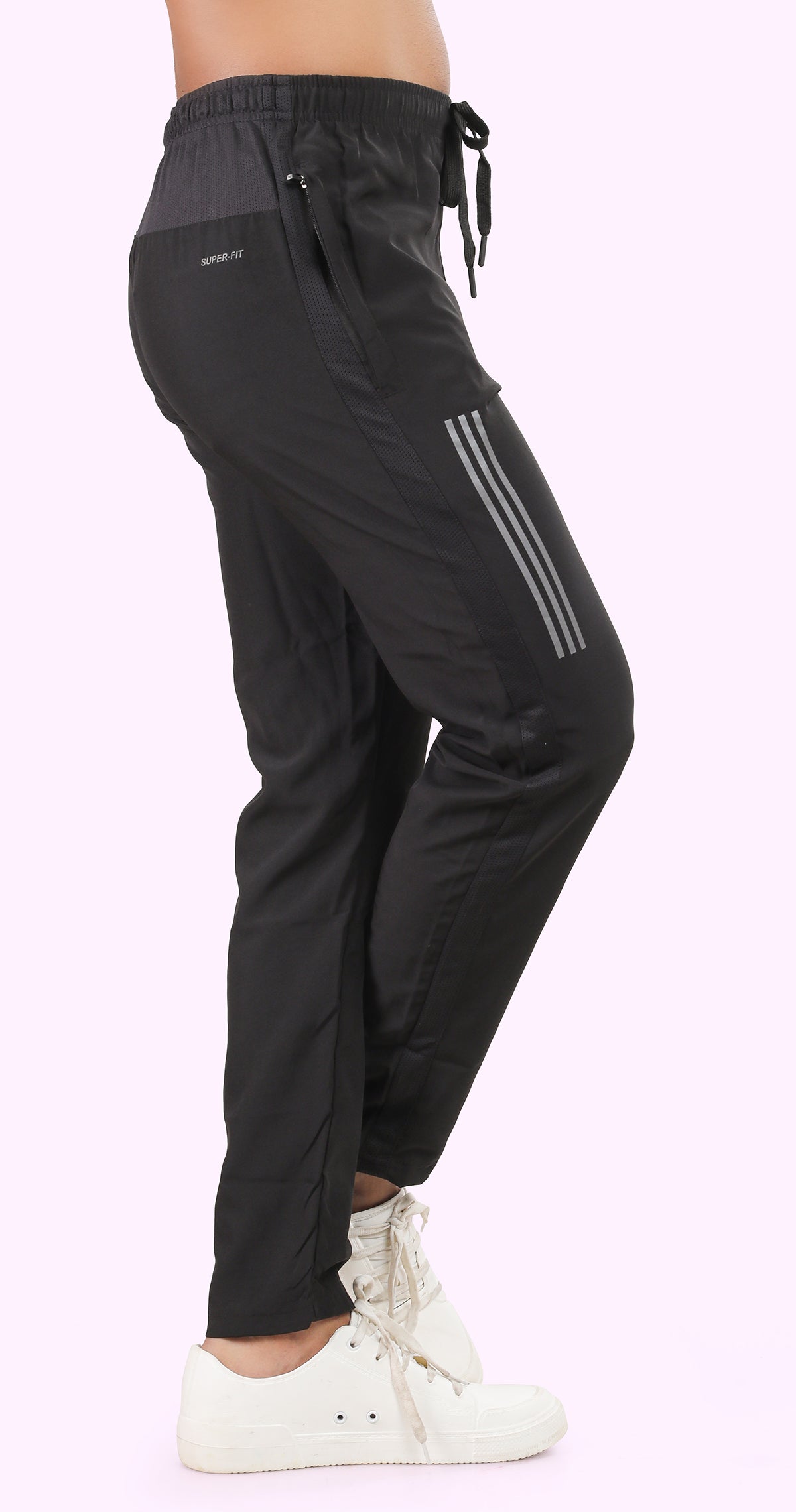 Men's Black Active Stride Sports Pants Soild sweat Control