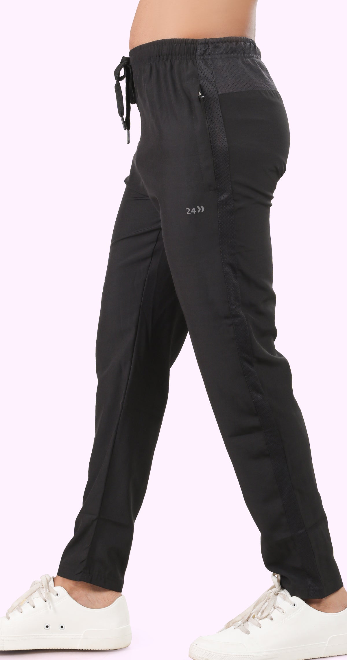 Men's Black Active Stride Sports Pants Soild sweat Control