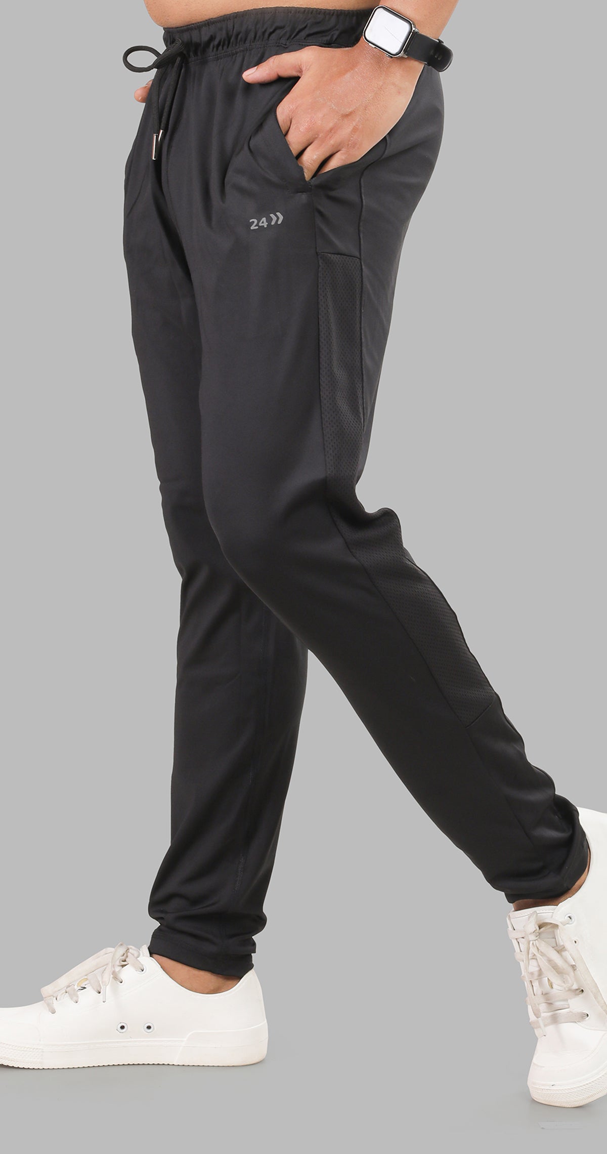 Men's Black Athletic Ease Sports Pants Soild sweat Control