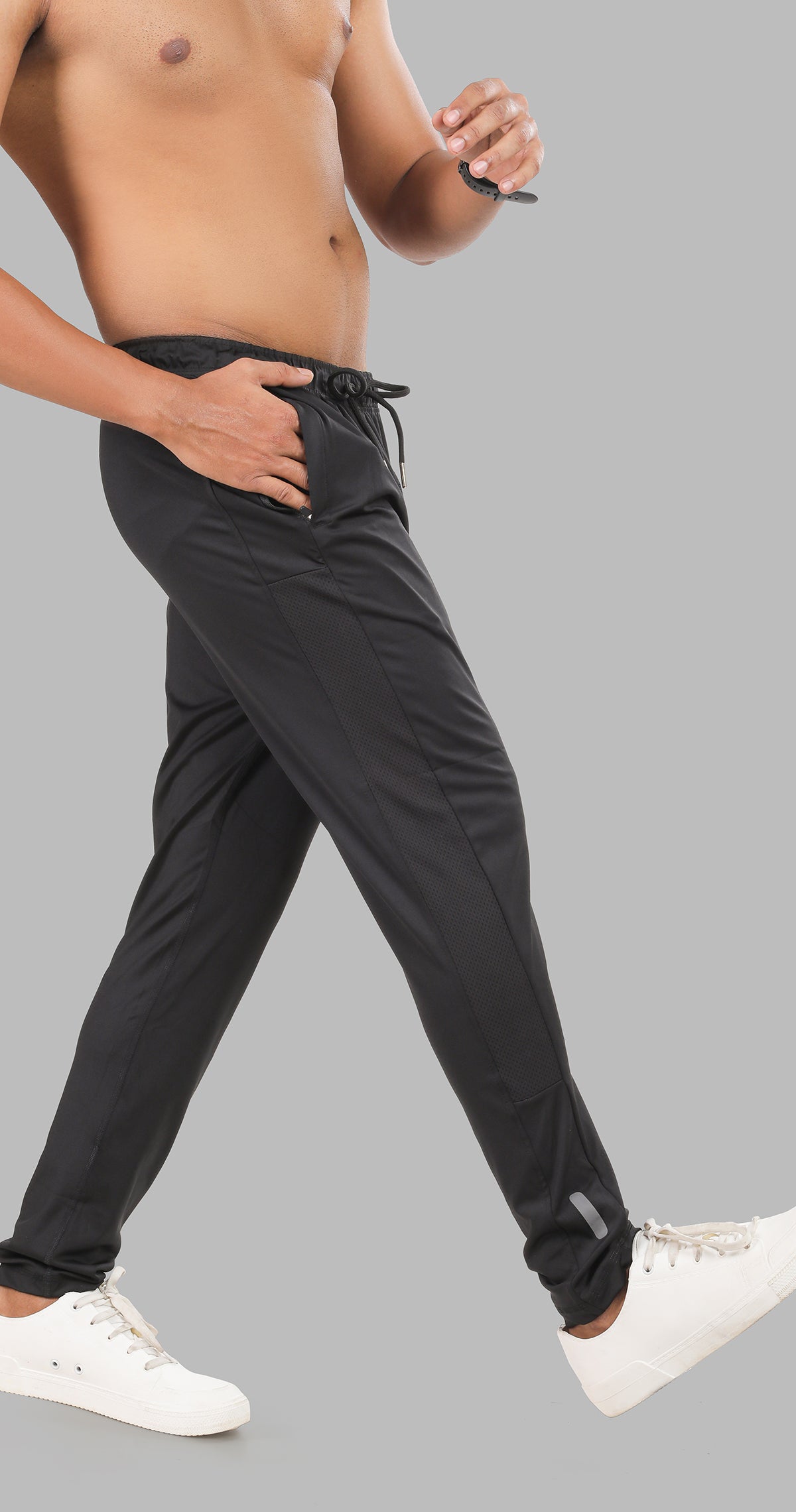Men's Black Athletic Ease Sports Pants Soild sweat Control
