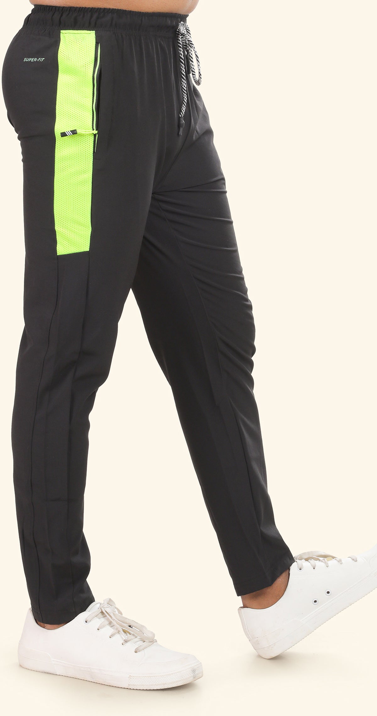 Men's Black Power move Sports Pants Soild sweat Control