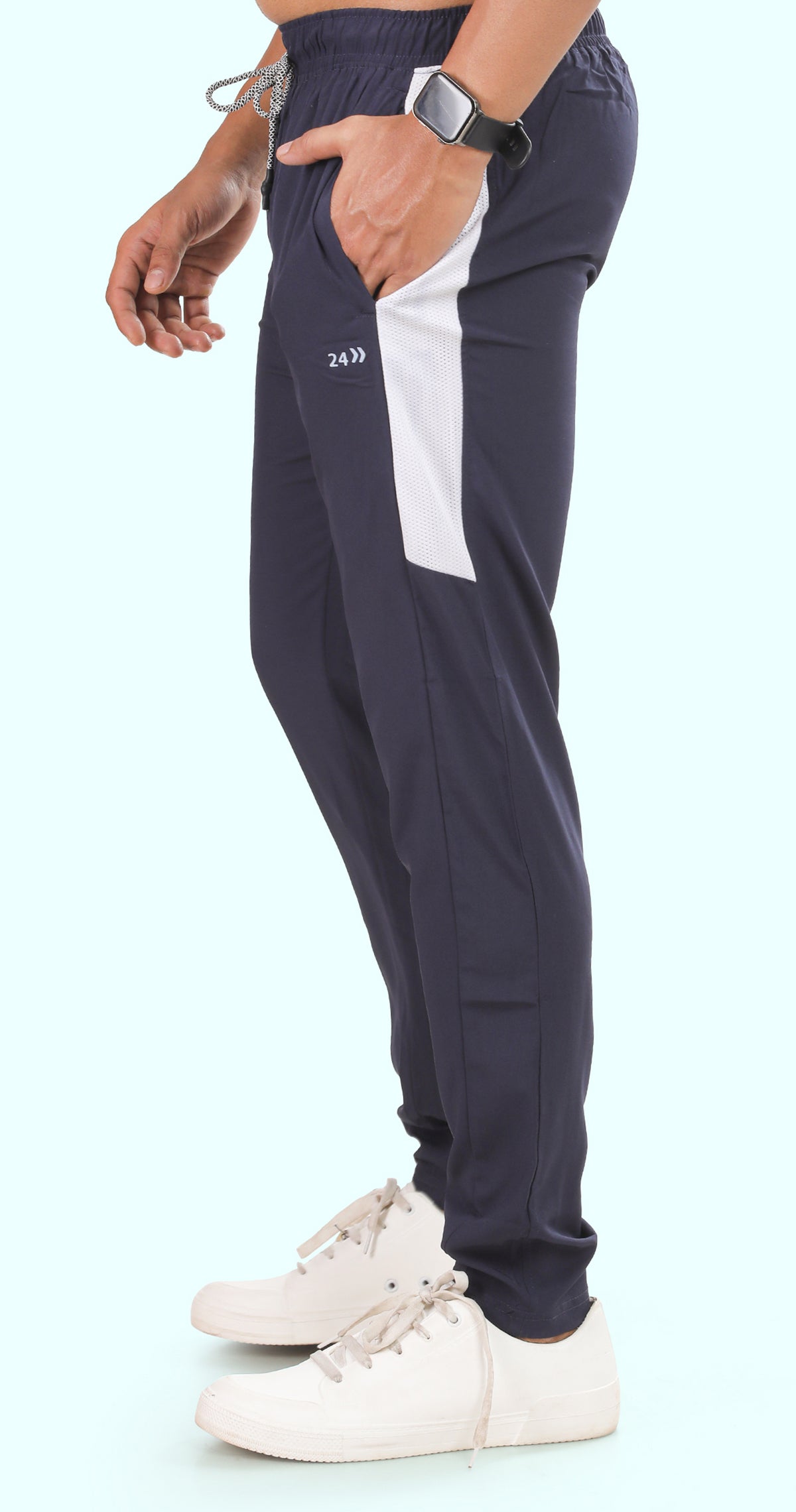 Men's Blue Power move Sports Pants Soild sweat Control