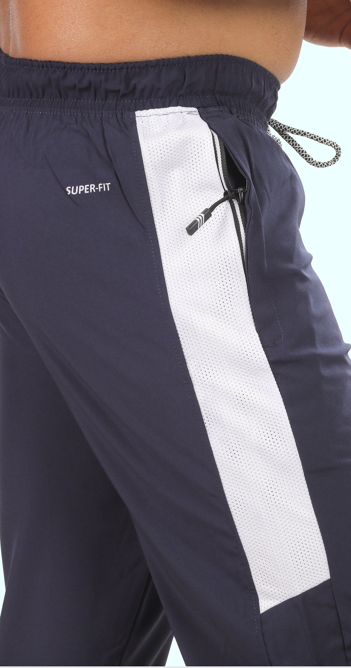 Men's Blue Power move Sports Pants Soild sweat Control
