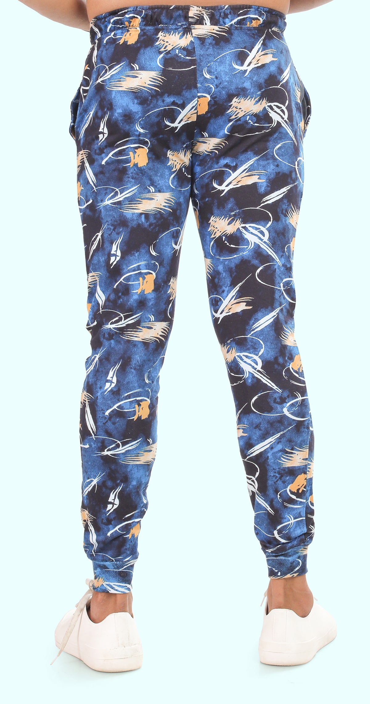 Men's Brown And Blue Active Flex Printed Jogger Cotton