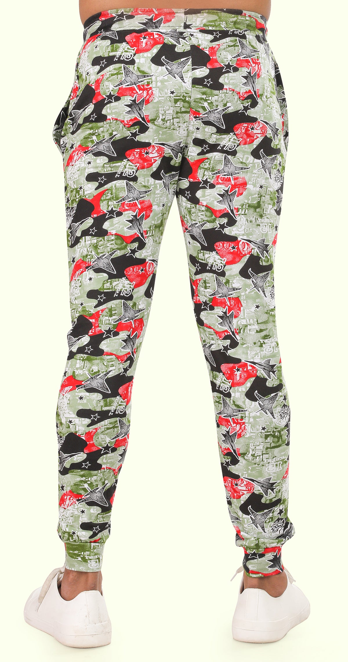 Men's Green and Red Active Flex Printed Jogger Cotton