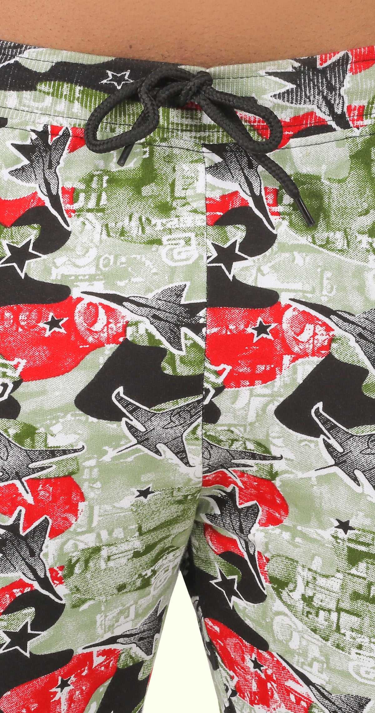 Men's Green and Red Active Flex Printed Jogger Cotton