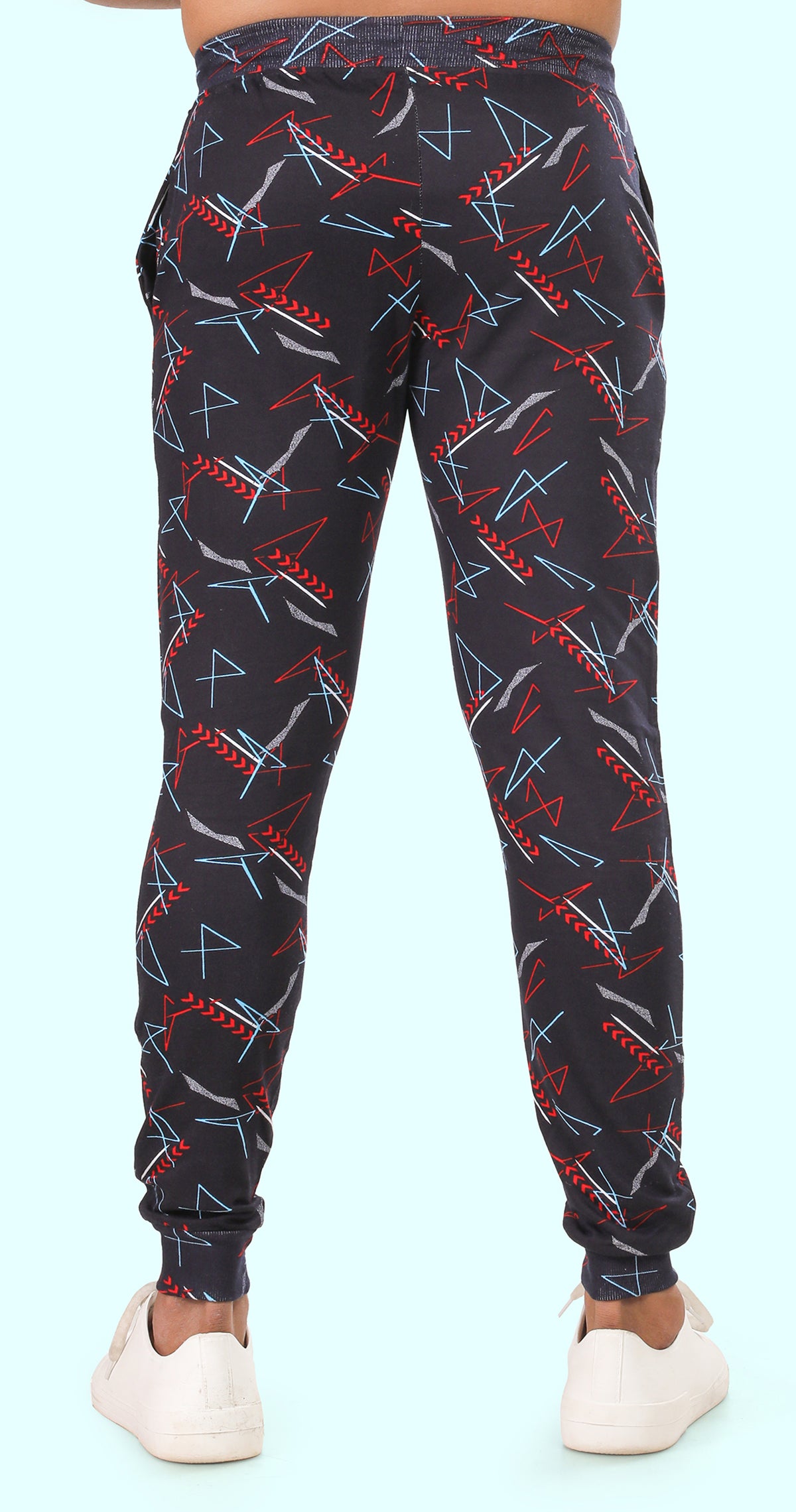 Men's Red and Blue Active Flex Printed Jogger Cotton