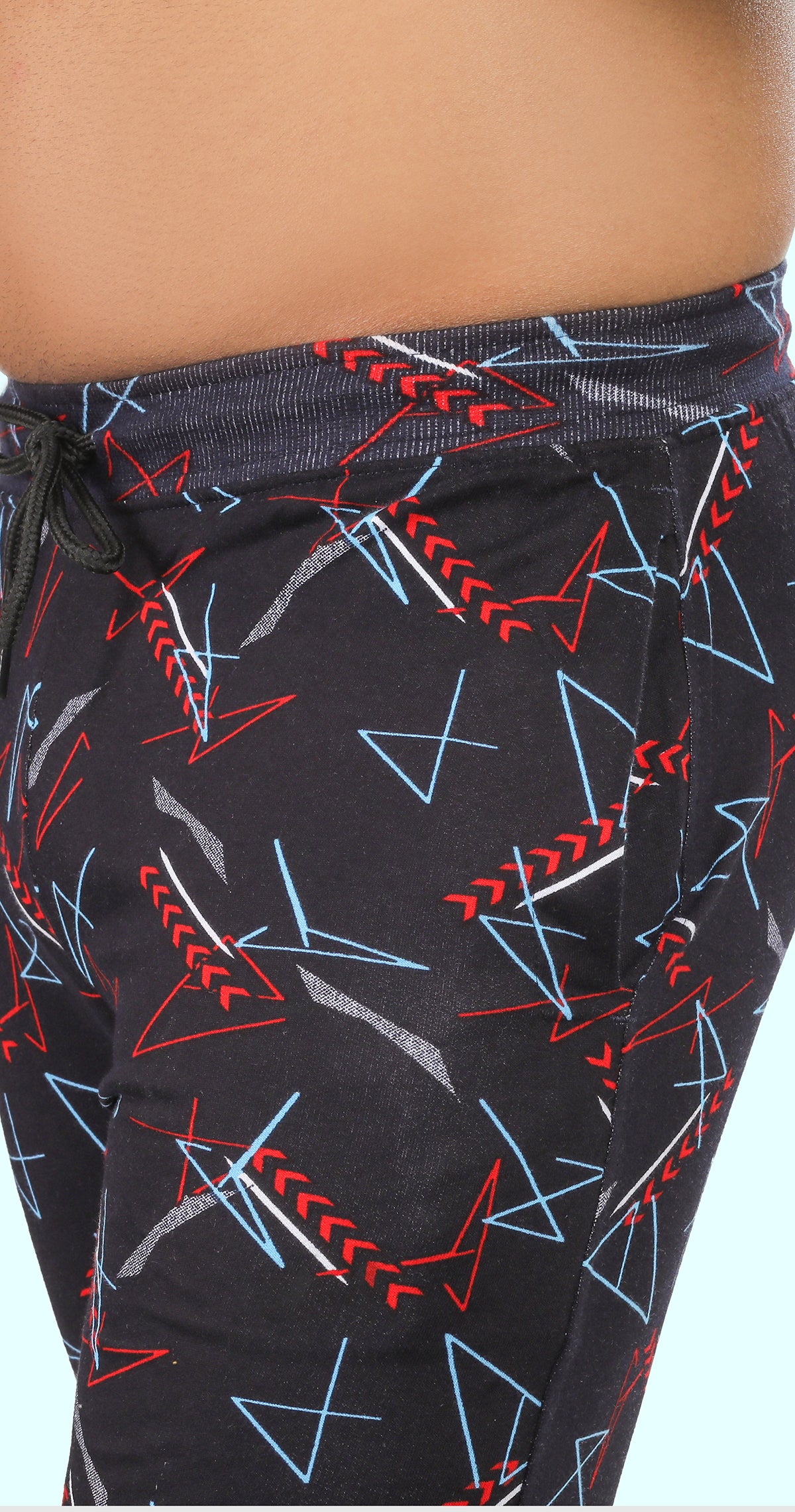 Men's Red and Blue Active Flex Printed Jogger Cotton