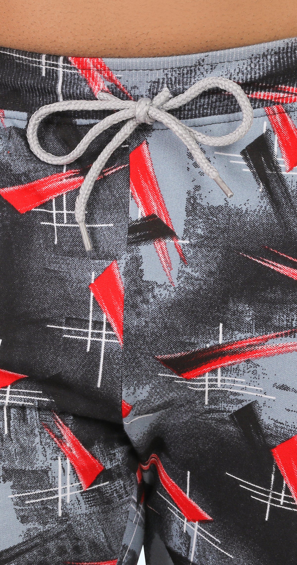 Men's Red and Grey Active Flex Printed Jogger Cotton