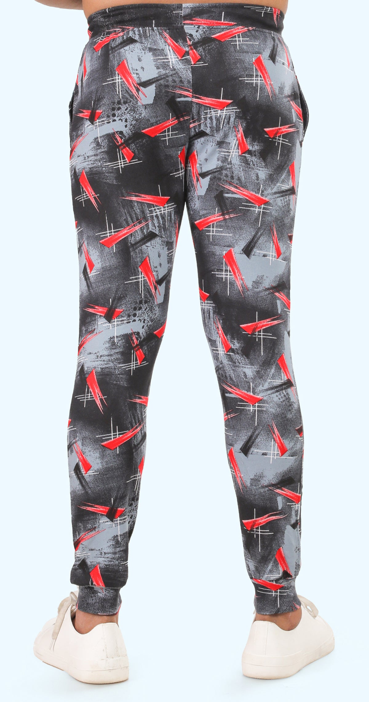Men's Red and Grey Active Flex Printed Jogger Cotton