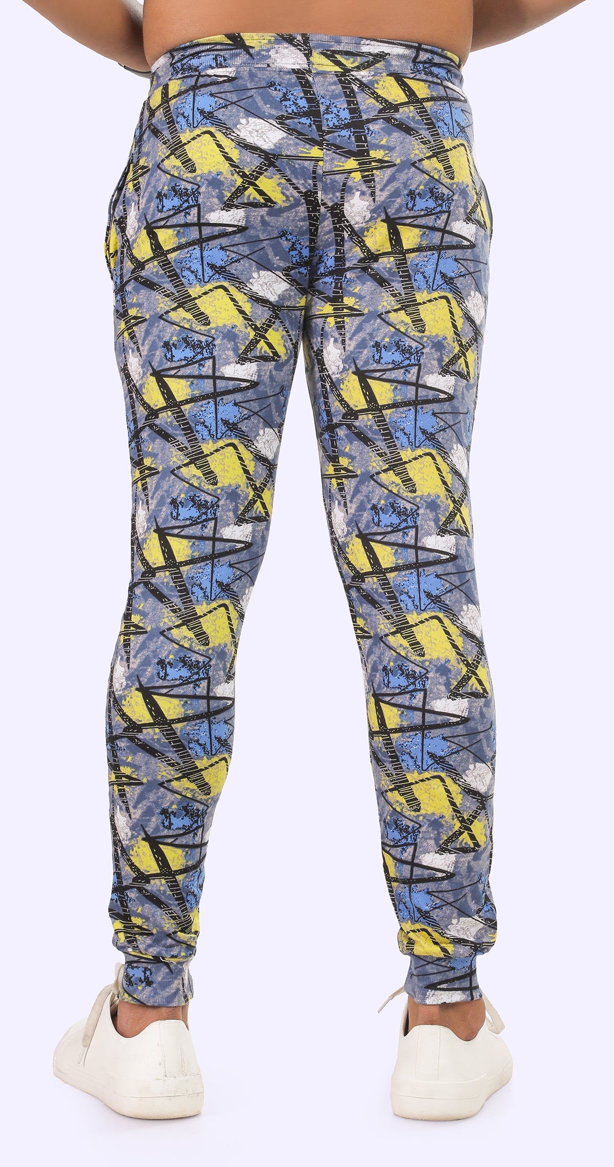 Men's Black and Yellow Active Flex Printed Jogger Cotton