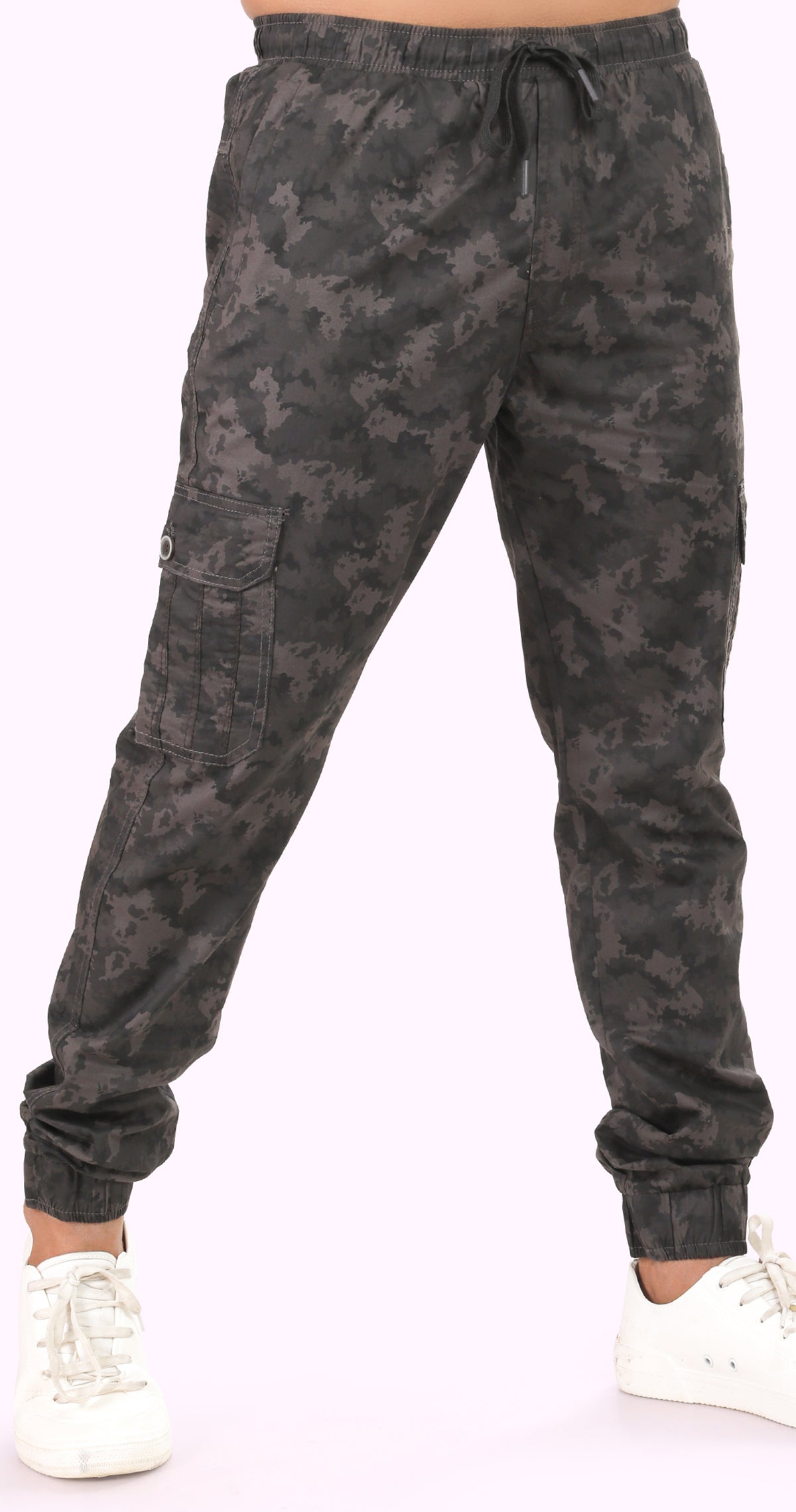 Men's Grey Street Runner MIlitary Print Jogger Cotton