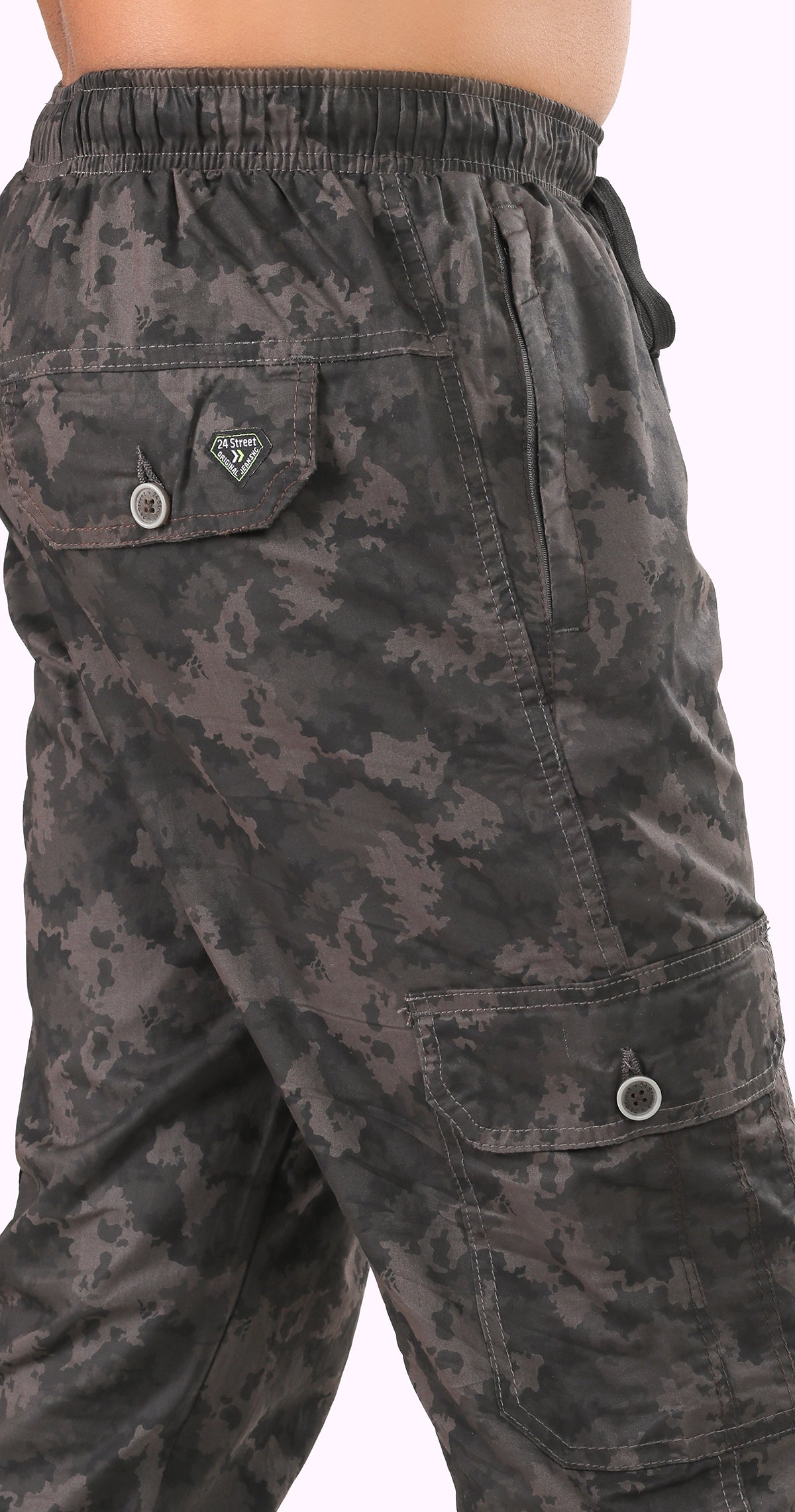 Men's Grey Street Runner MIlitary Print Jogger Cotton