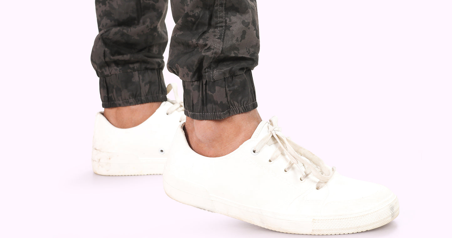 Men's Grey Street Runner MIlitary Print Jogger Cotton
