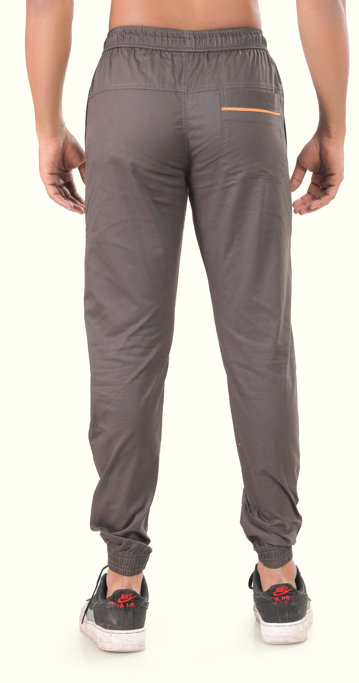 Men's Dark Grey Urban Stride Jogger Solid Print Cotton