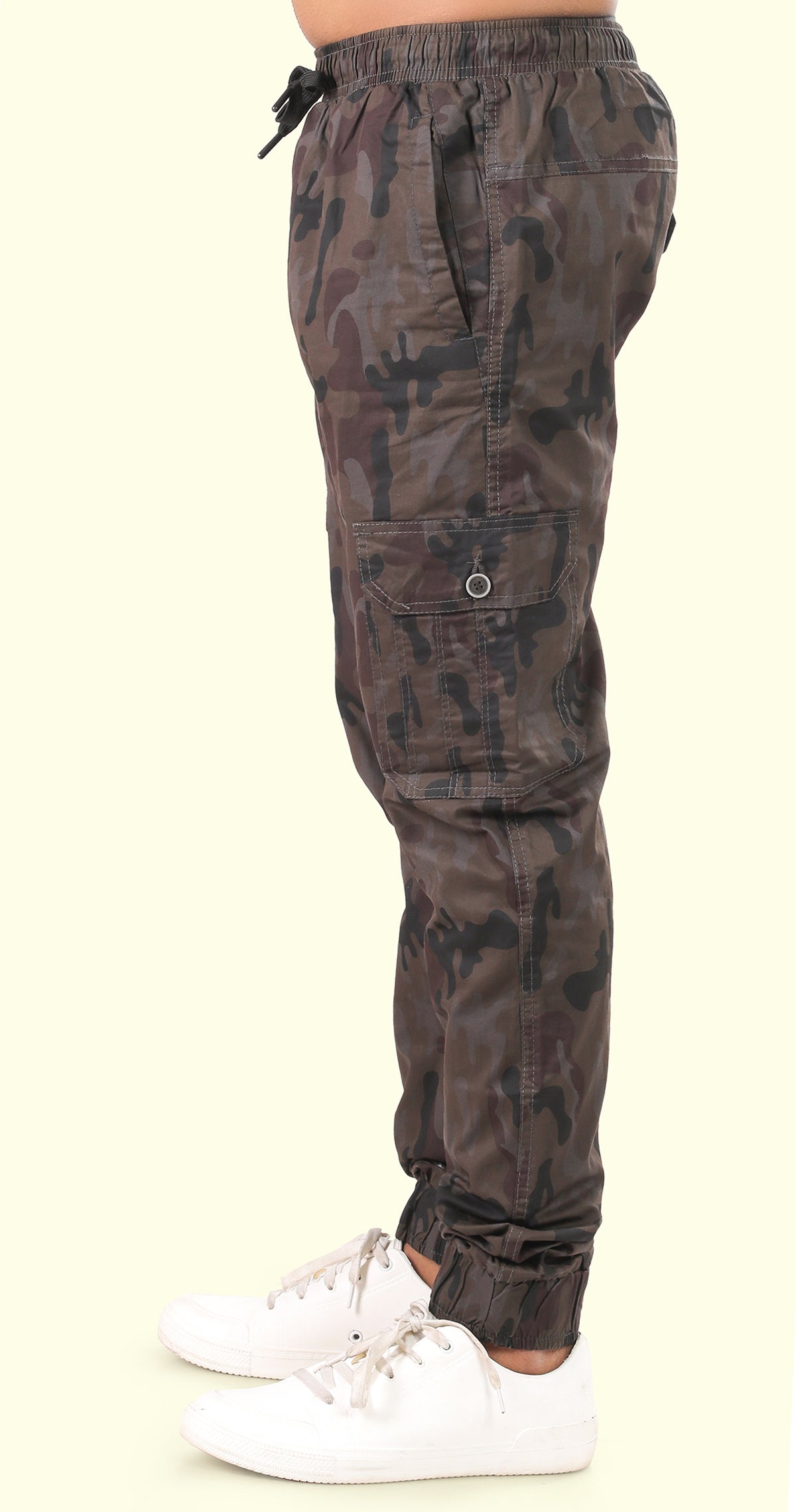 Men's Brown Street Runner MIlitary Print Jogger Cotton