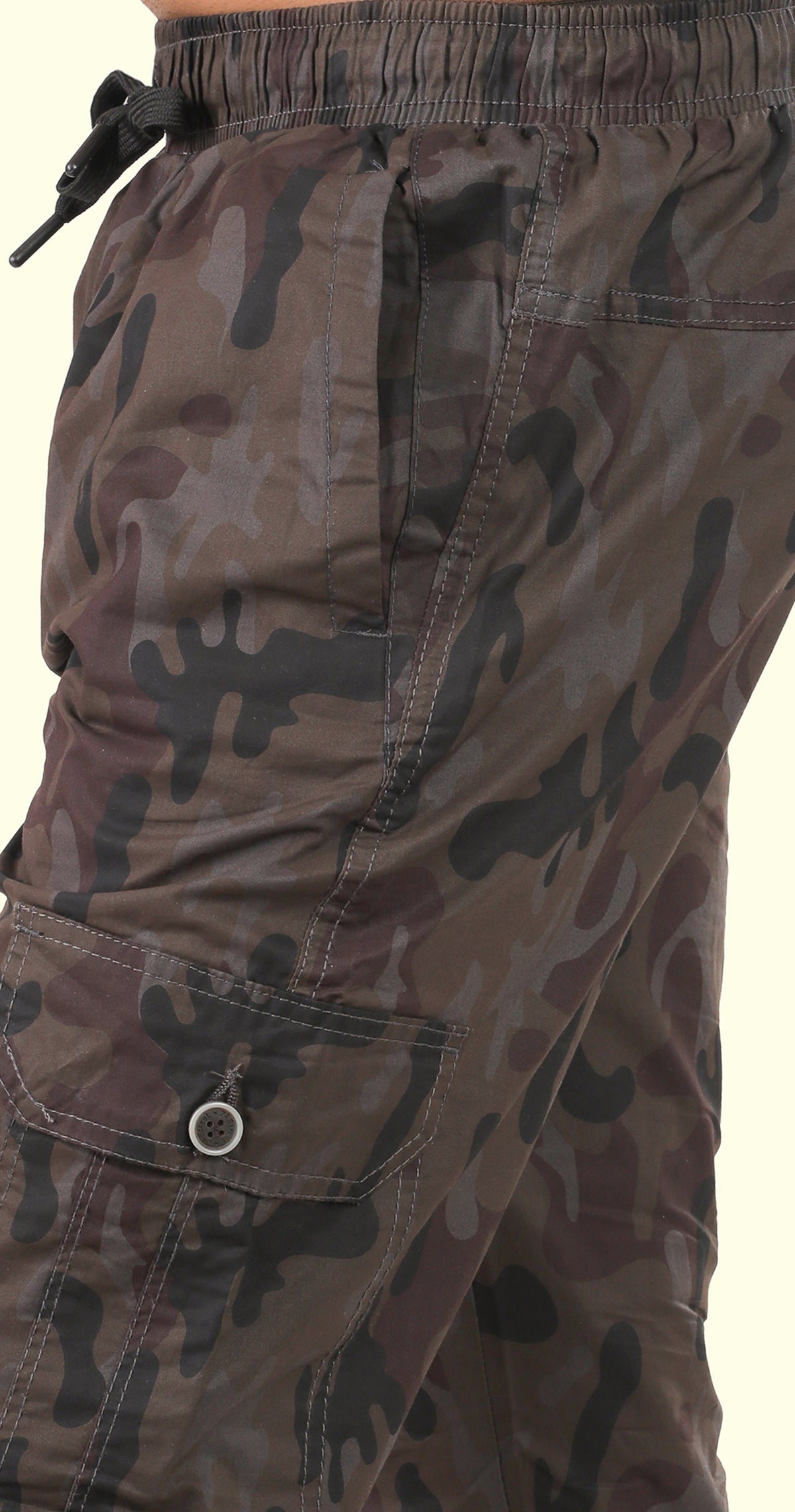 Men's Brown Street Runner MIlitary Print Jogger Cotton