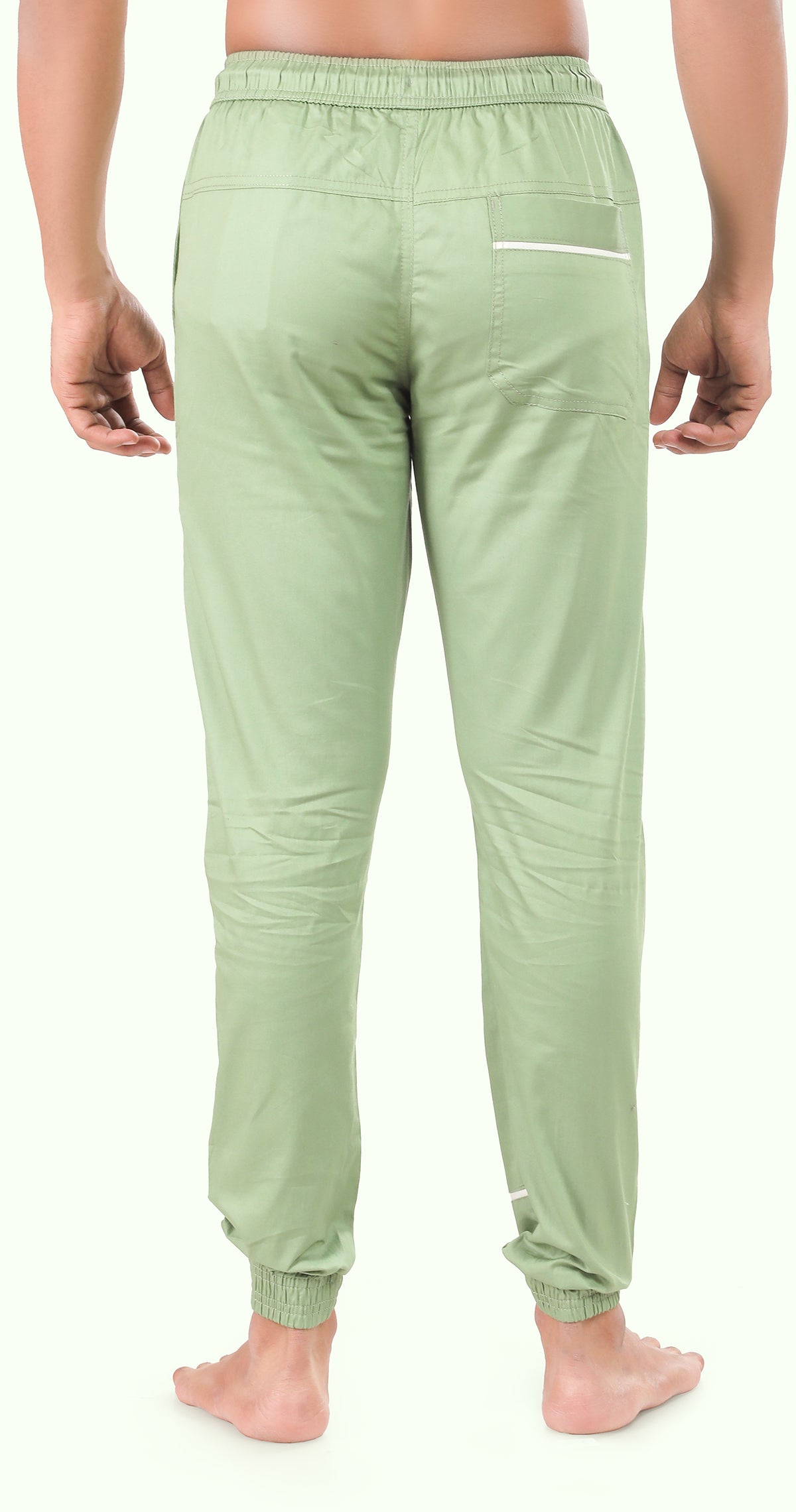 Men's Green Urban Stride Jogger Solid Print Cotton