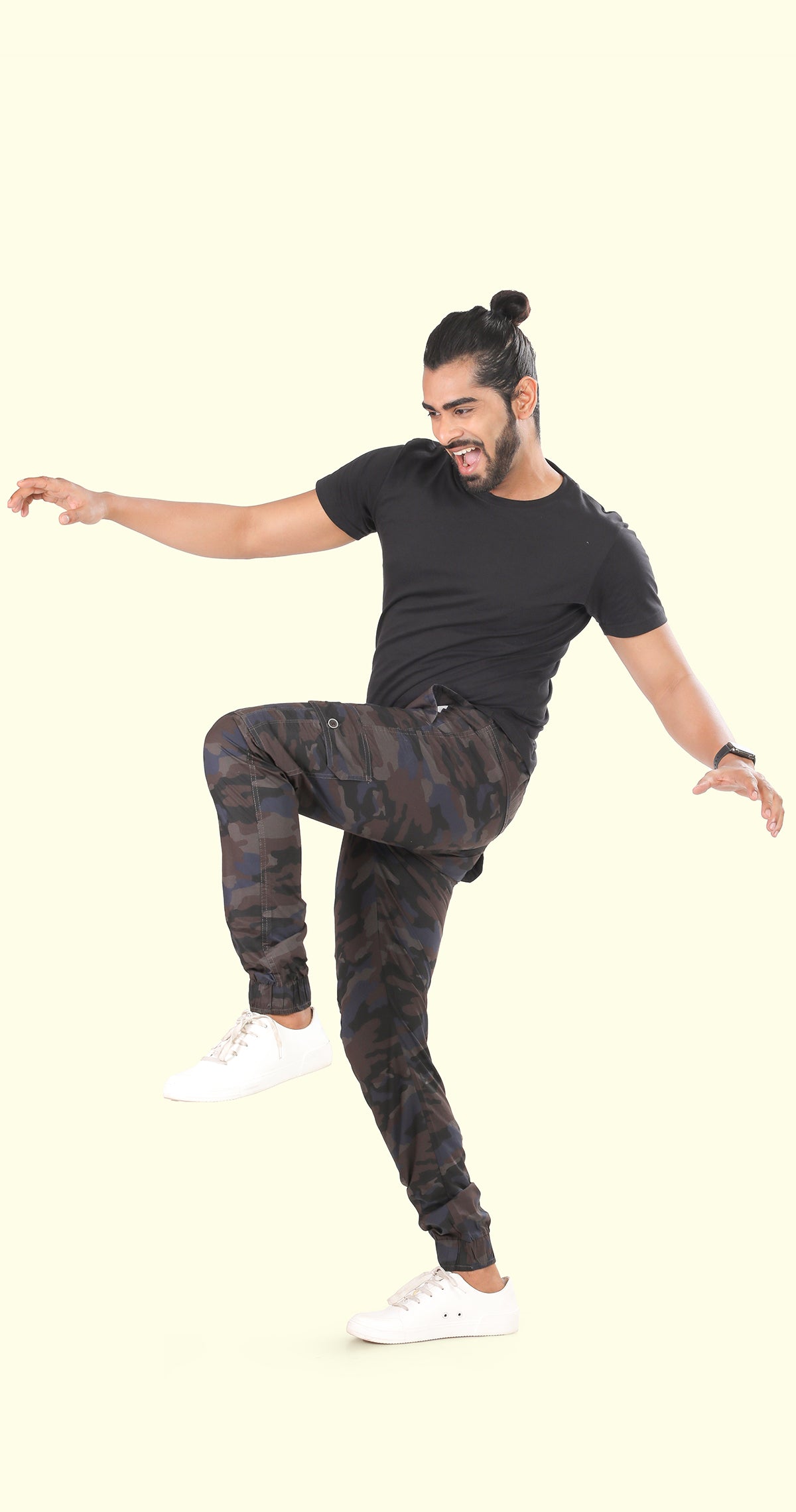 Men's Blue Street Runner MIlitary Print Jogger Cotton