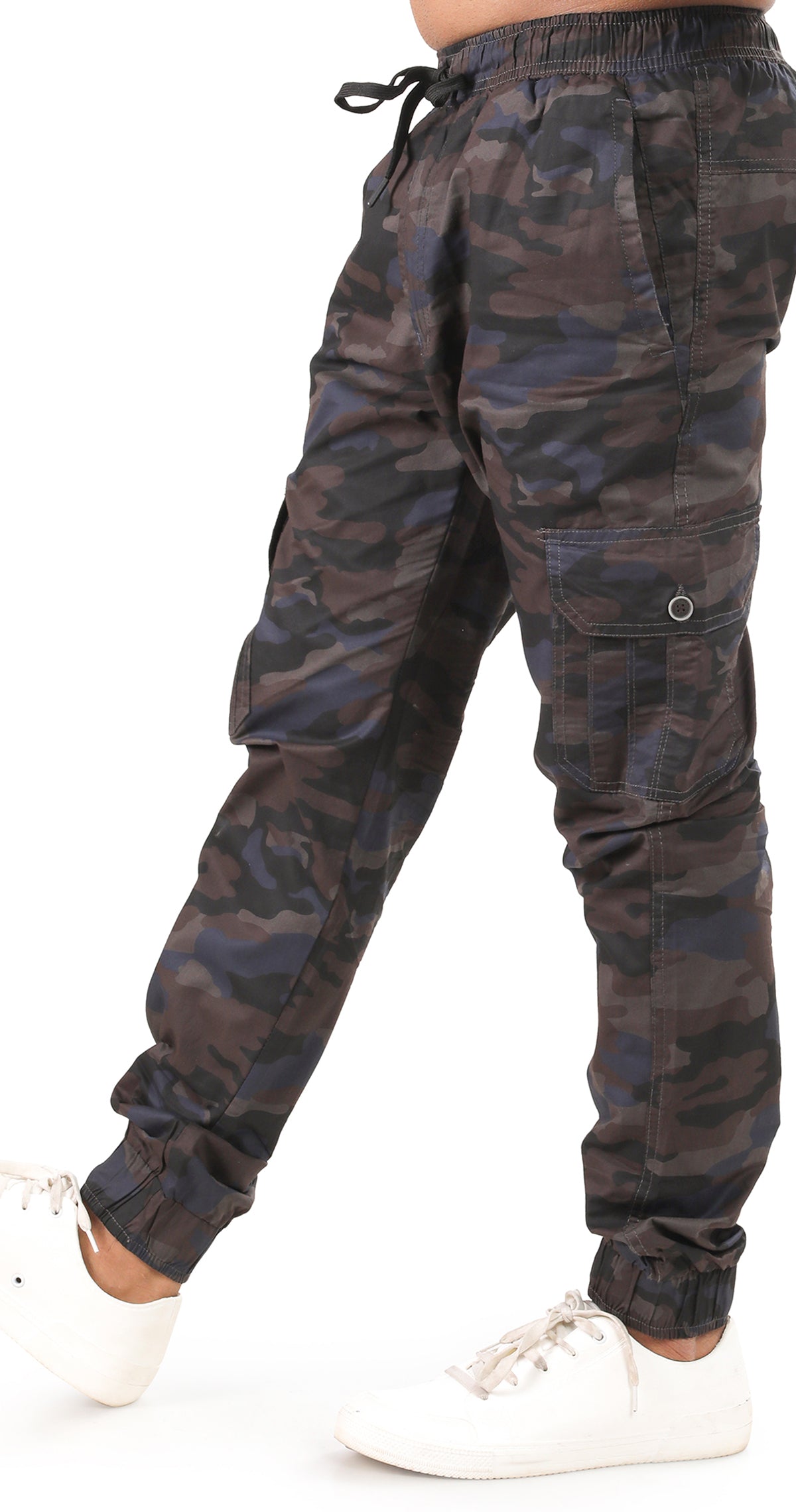 Men's Blue Street Runner MIlitary Print Jogger Cotton