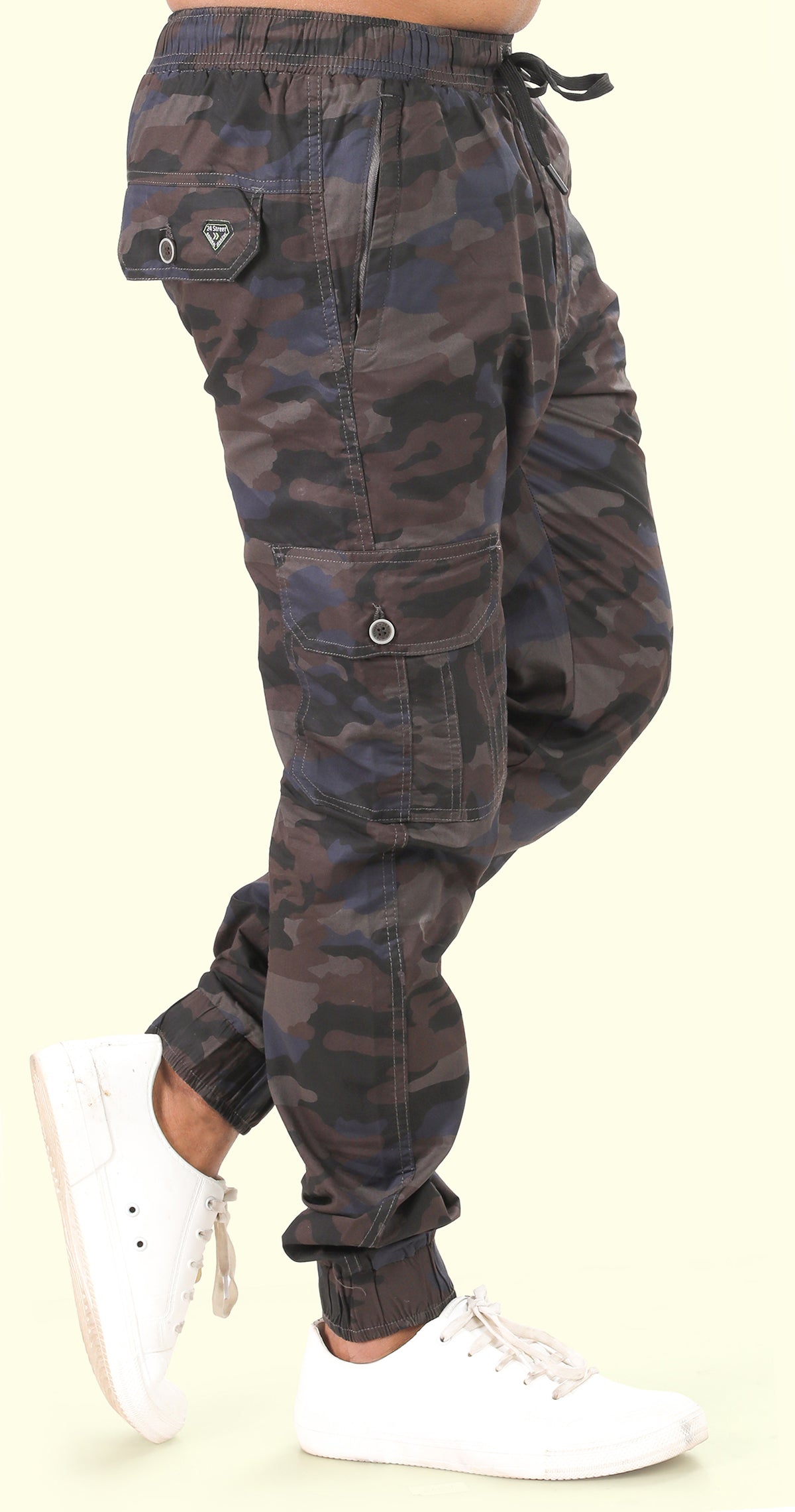 Men's Blue Street Runner MIlitary Print Jogger Cotton