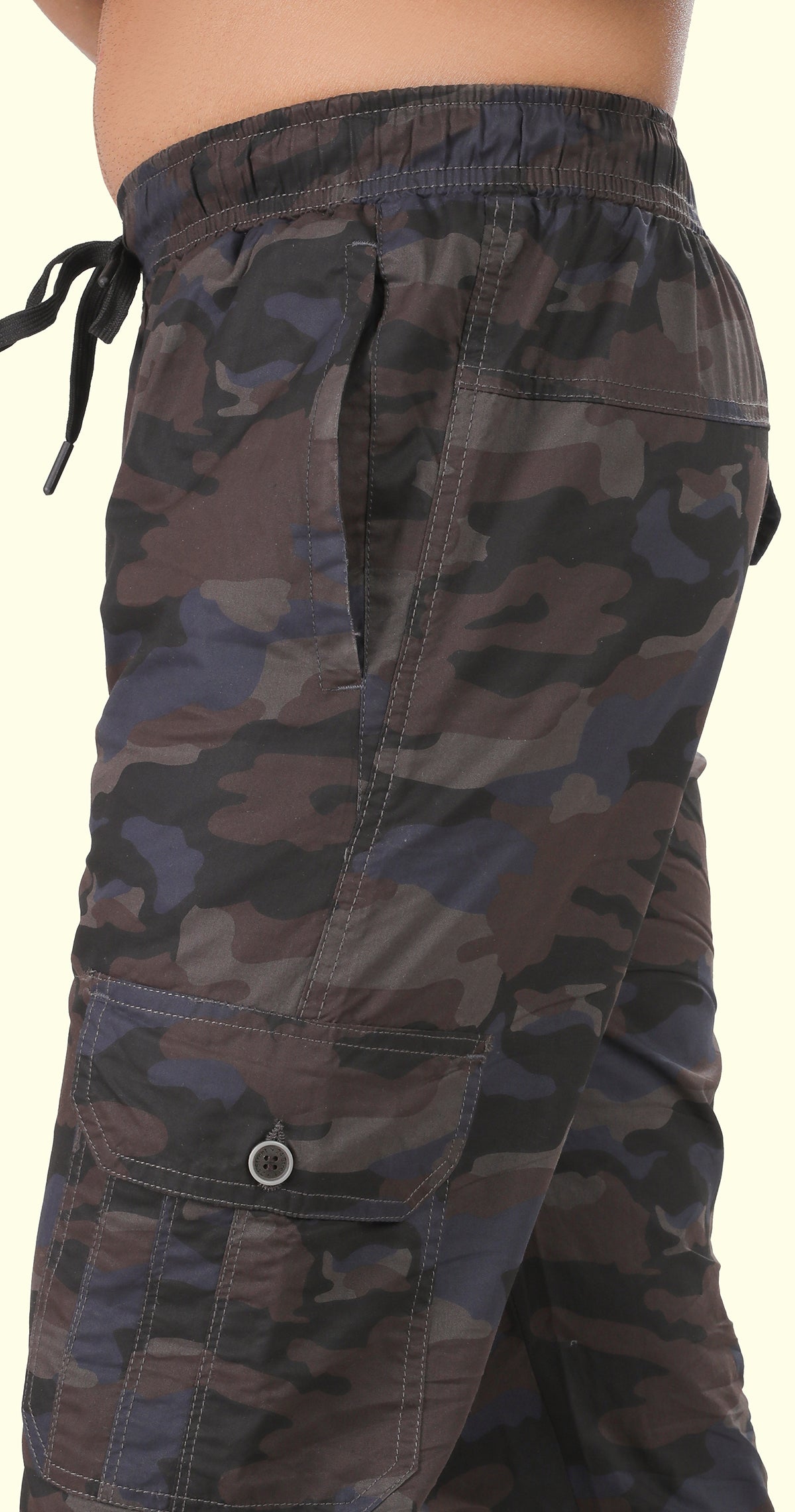 Men's Blue Street Runner MIlitary Print Jogger Cotton