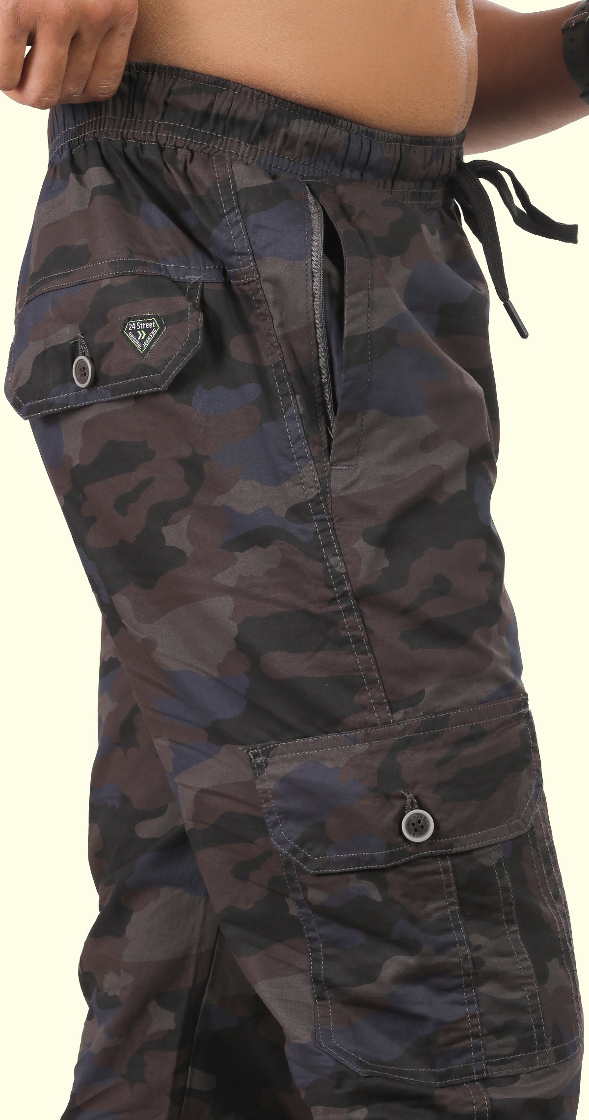 Men's Blue Street Runner MIlitary Print Jogger Cotton
