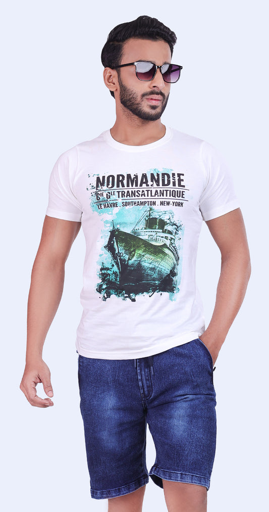 Men's Light Blue Tropical Sunset Solid Bermuda Comfort Cotton