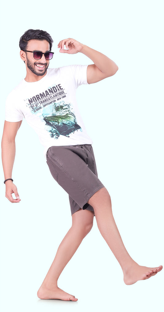 Men's Echo Grey Coastal Chill Solid Bermuda Comfort Cotton