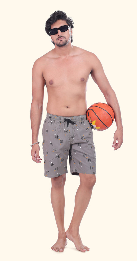 Men's Grey Island Threads Printed Bermuda Comfort Cotton