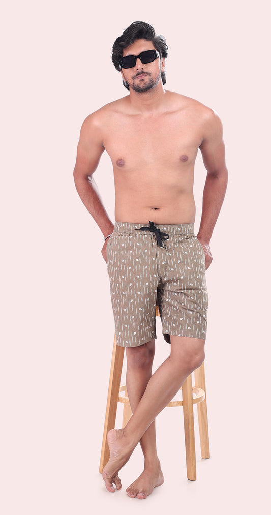Men's Beige Island Threads Printed Bermuda Comfort Cotton