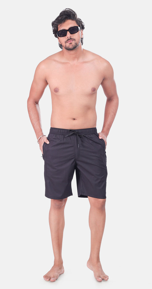 Men's Black Bermuda Vibe Solid Comfort Cotton