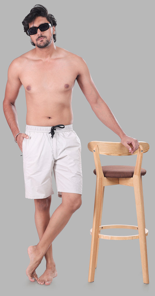 Men's Light Grey Bermuda Vibe Solid Comfort Cotton