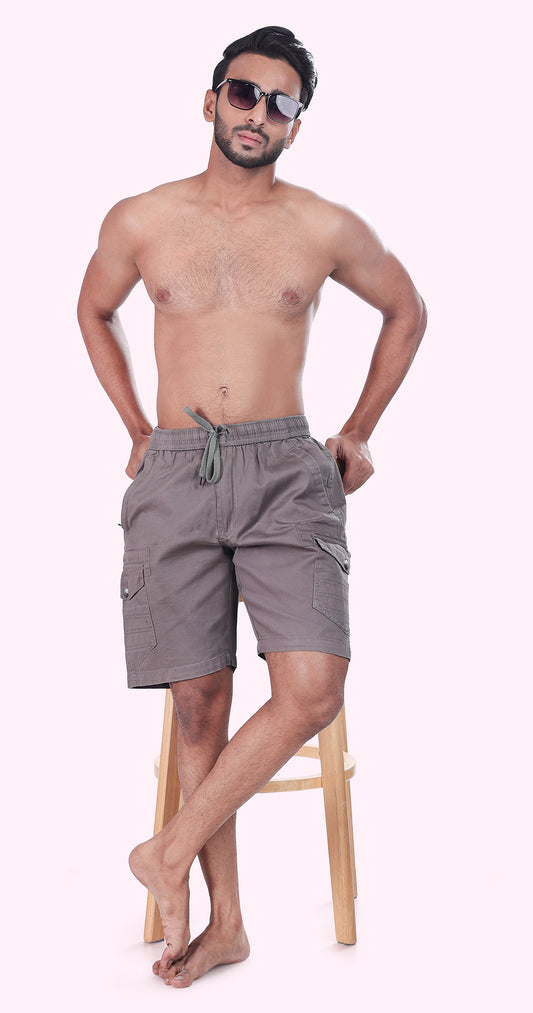 Men's Grey Tiki Tide Solid Bermuda Comfort Cotton