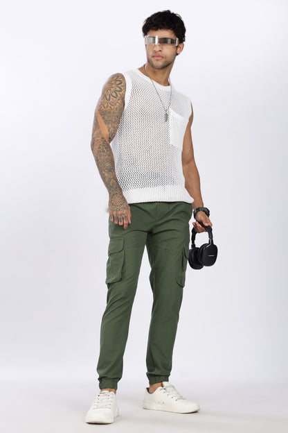 Men's Green Performance Pulse Solid Jogger Cotton
