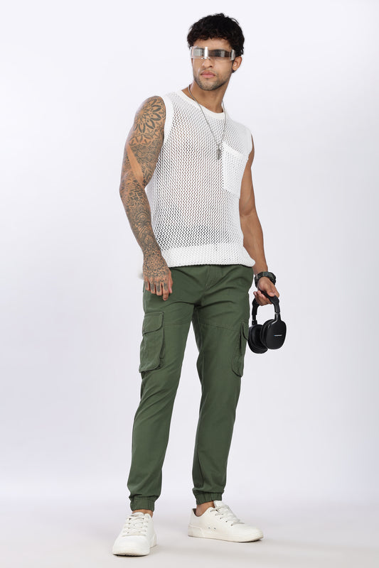 Men's Green Performance Pulse Solid Jogger Cotton