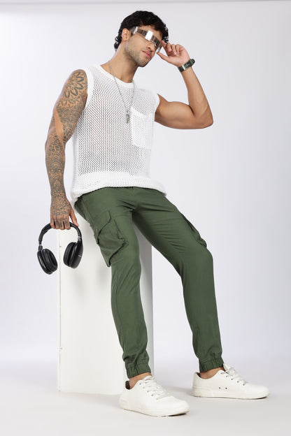 Men's Green Performance Pulse Solid Jogger Cotton