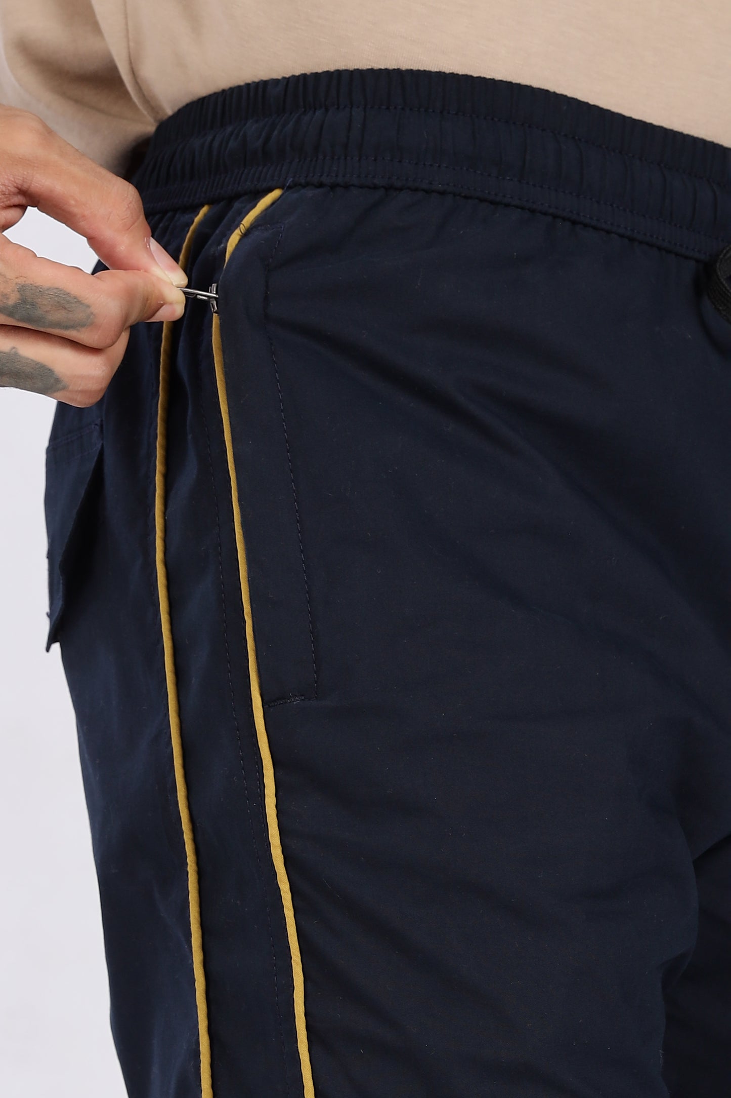 Men's Dark Blue Cool Comfort Capri Solid Print Comfort Cotton