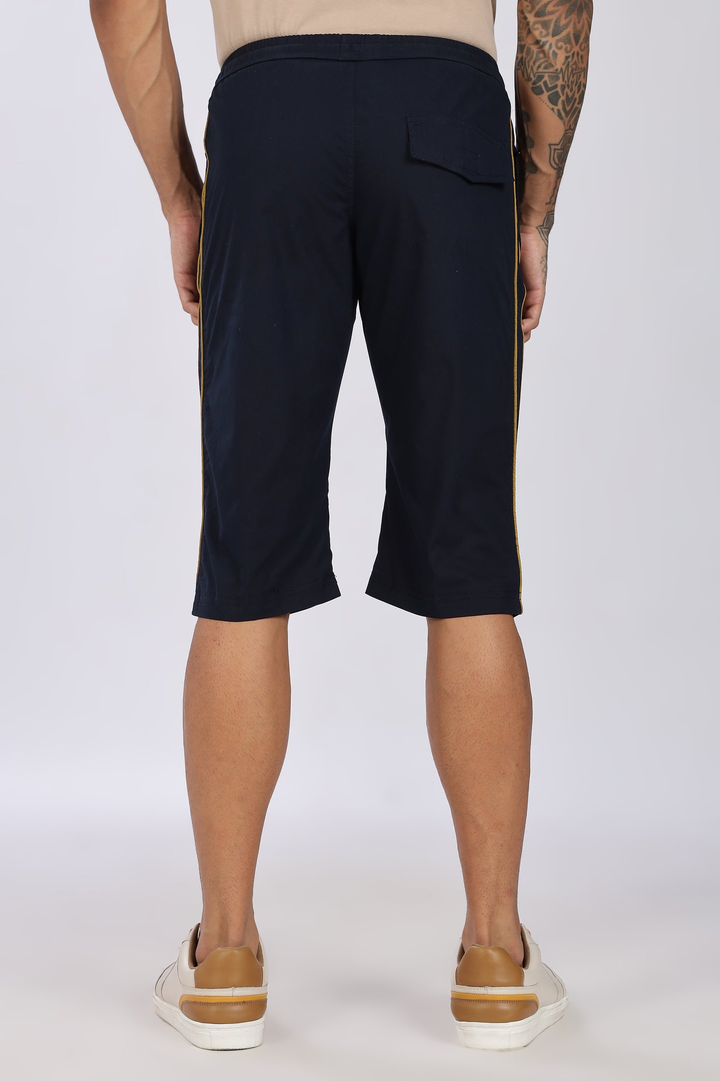 Men's Dark Blue Cool Comfort Capri Solid Print Comfort Cotton