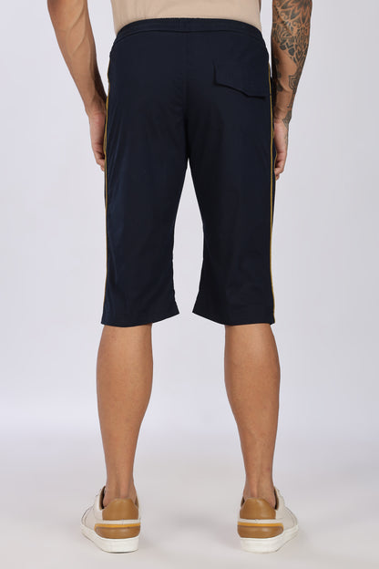 Men's Dark Blue Cool Comfort Capri Solid Print Comfort Cotton