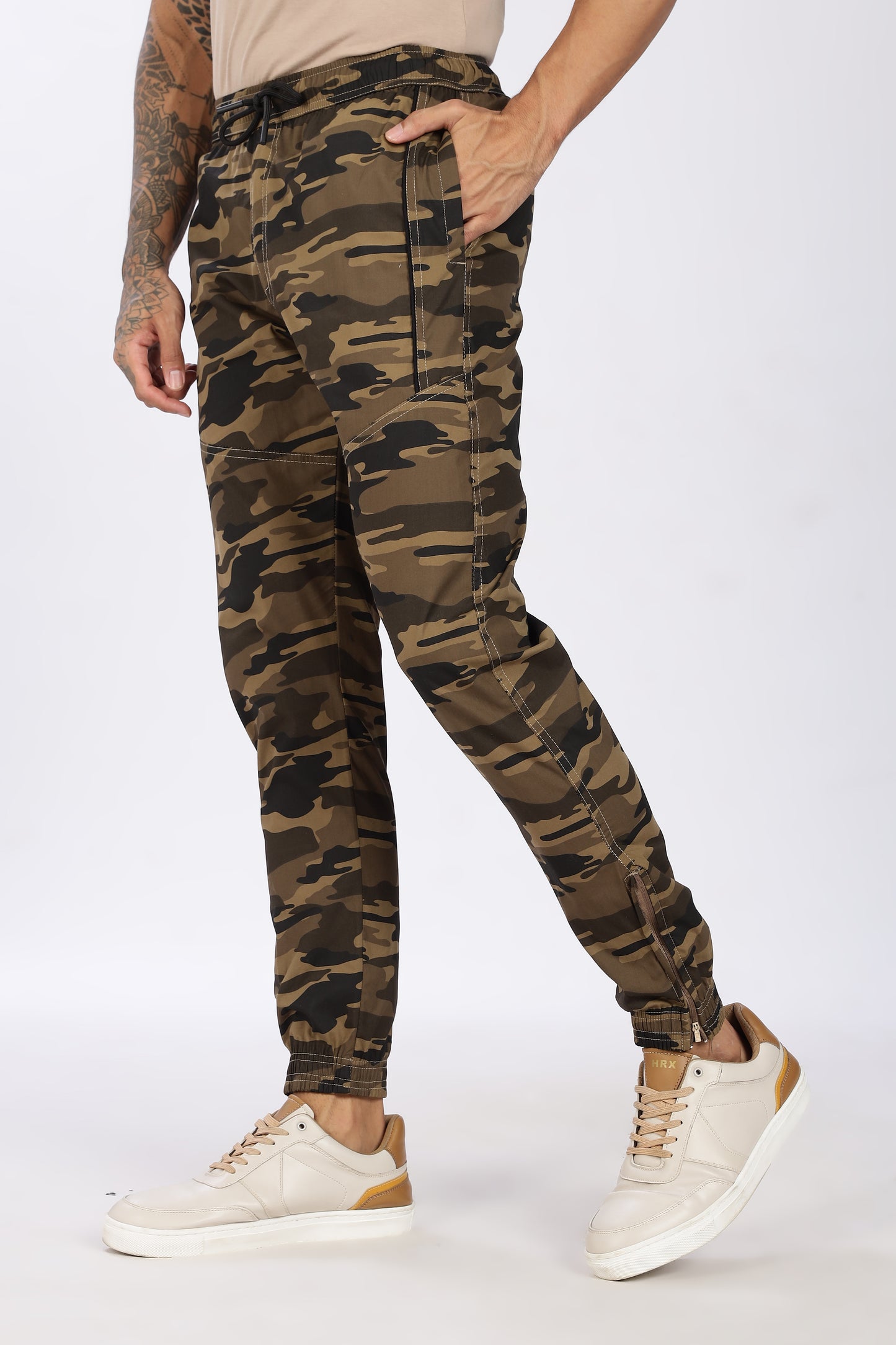 Men's Brown Comfort Stride Military Print Jogger Cotton